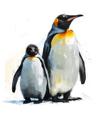 Penguin and Chick Illustration
