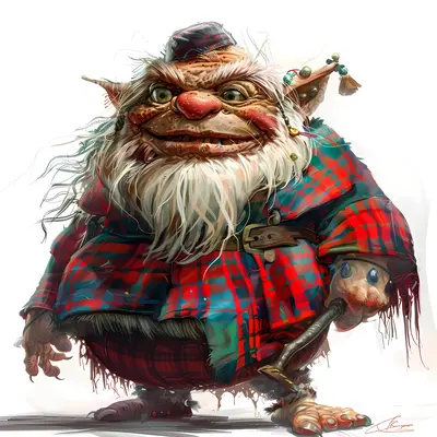 Cartoon Goblin in Plaid Outfit