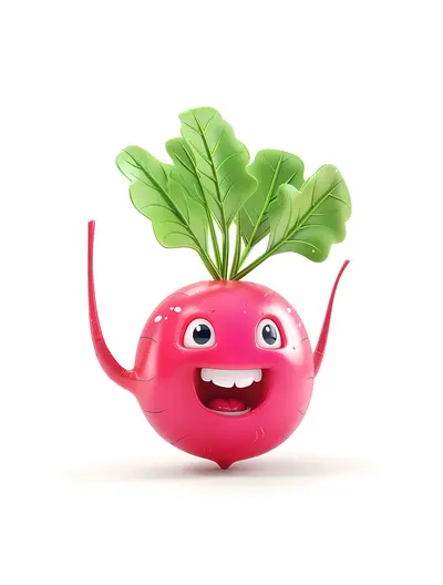 Smiling Pink Radish Cartoon
