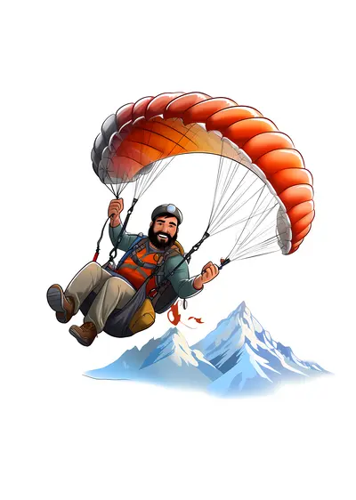 Happy Paraglider Over Mountains