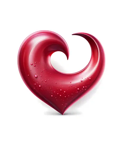 Red Heart Symbol with Droplets