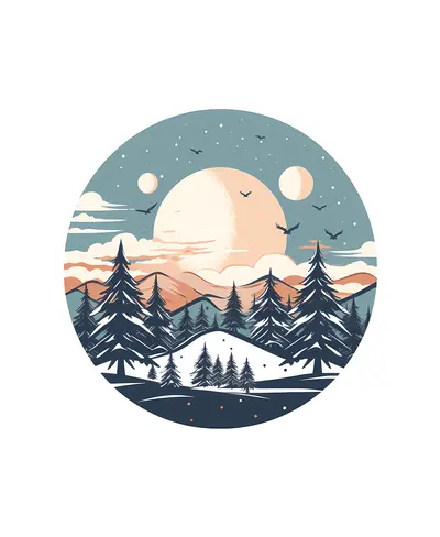 Winter Mountains with Snow and Sunset