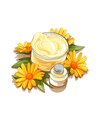 Natural Skincare Cream Jar with Yellow Flowers