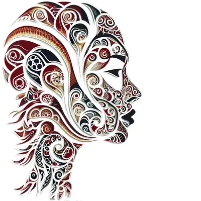 Abstract Red and Black Face Profile