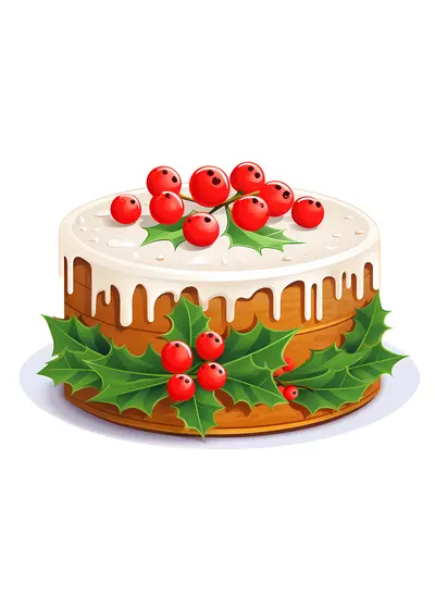 Christmas Cake with Holly Decoration