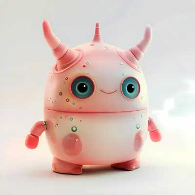 Cute Pink Monster Cartoon Character