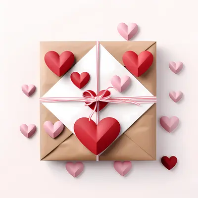 Gift with Pink Hearts and Ribbon