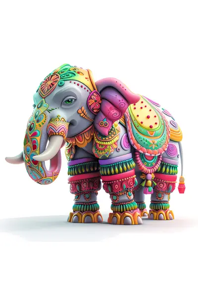 Ornate Colorful Elephant