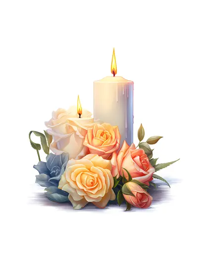 White and Pink Candles with Roses