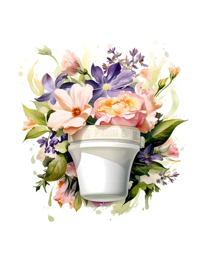 White Jar with Colorful Flowers