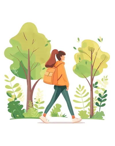 Girl Walking in Spring Nature