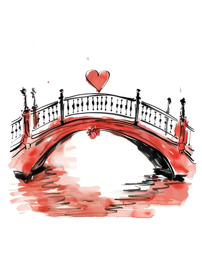 Red Bridge with Heart