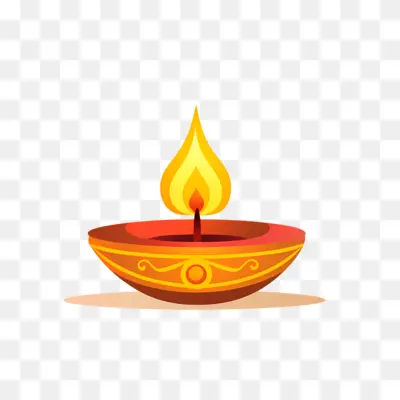 Traditional Diya Lamp with Flame