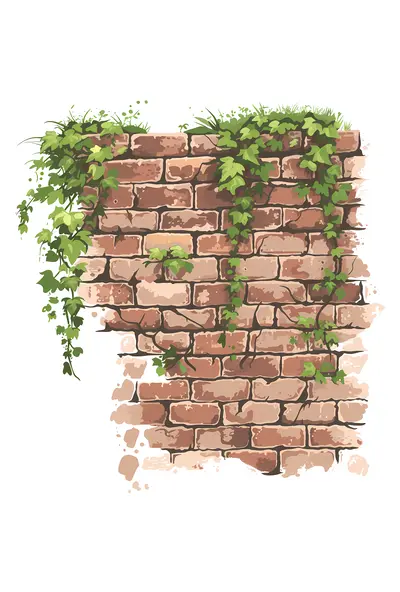 Brick Wall with Green Vines