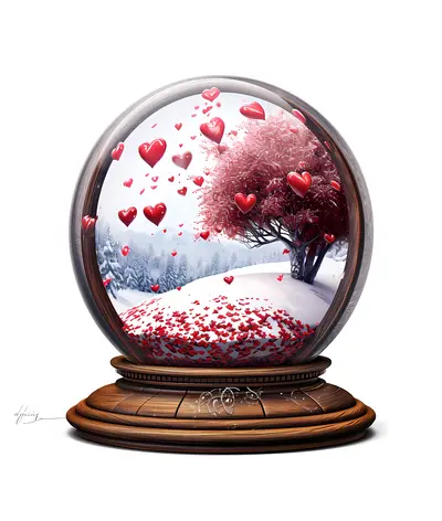 Snow Globe with Heart Tree