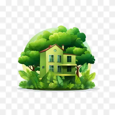 Eco-friendly House Surrounded by Greenery