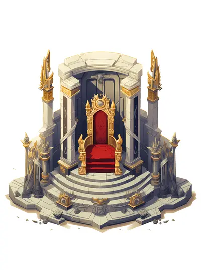 Majestic Red Throne with Pillars