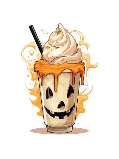 Pumpkin Face Milkshake with Orange Cream