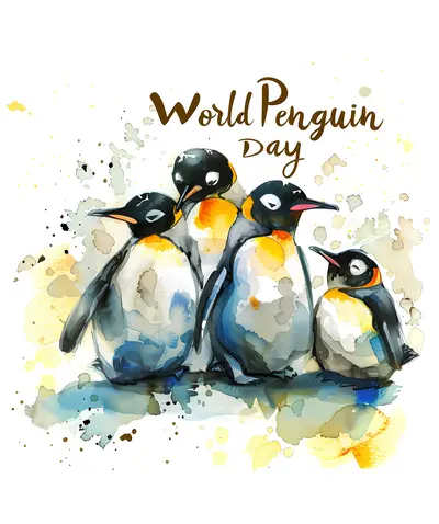 Family of Penguins Celebrating World Penguin Day
