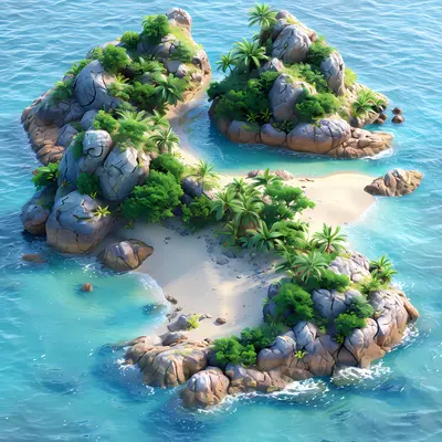 Tropical Island with Palm Trees