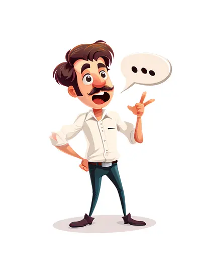 Cartoon Man with Speech Bubble