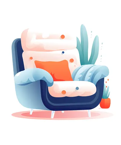 Comfy Armchair with Pillow and Blanket