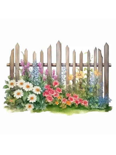 Wooden Fence with Colorful Flowers