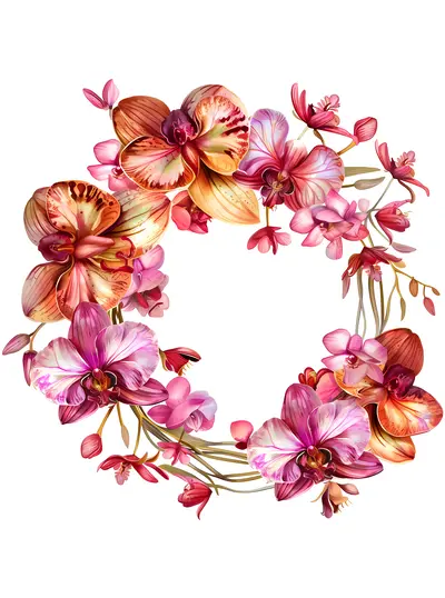Vibrant Colorful Orchid Wreath