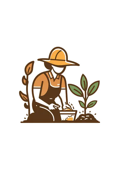 Colorful Gardener Planting Illustration