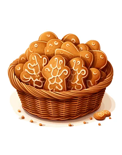 Basket of Gingerbread Cookies with Icing