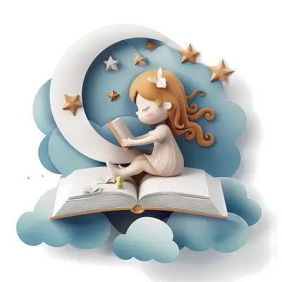 Girl Reading on Moon