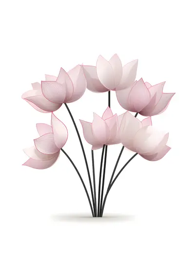 Beautiful Pink Lotus Flowers Illustration