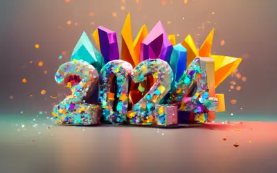 2024 with Colorful Crystal Decorations