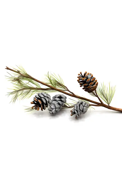 Winter Pine Cones and Branch
