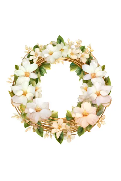 Round Floral Wreath with White Flowers