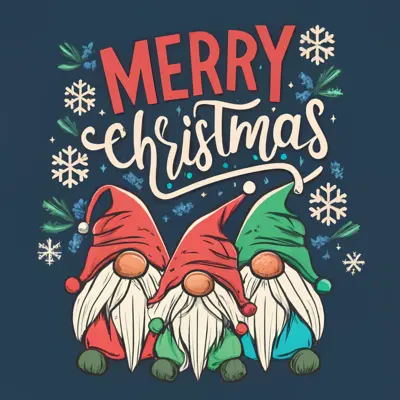 Merry Christmas Gnomes with Snowflakes