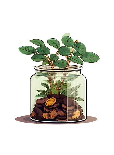 Money Plant in a Jar with Coins