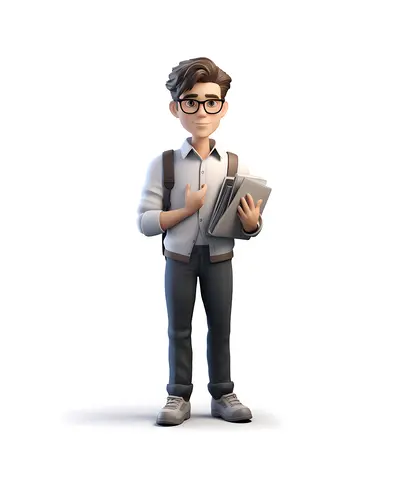 Boy with Glasses Holding Books