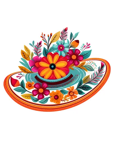 Colorful Floral Hat Illustration for Spring and Summer