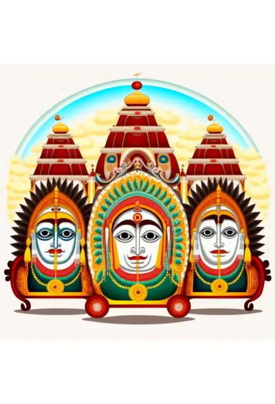 Colorful Illustration of Jagannath Deities for Rath Yatra Festival