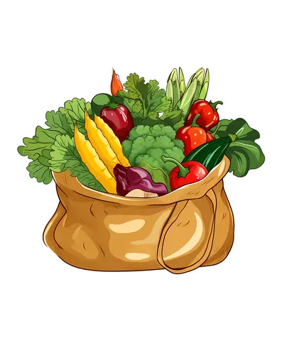 Colorful Fresh Vegetables in a Brown Bag