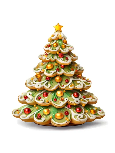 Decorated Christmas Tree Cookie with Star