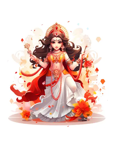 Beautiful Goddess Illustration with Flowers