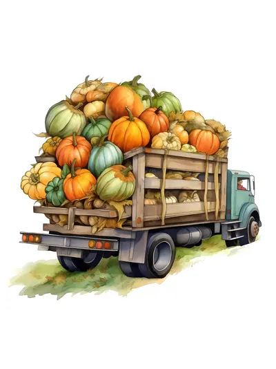 Harvest Truck Loaded with Pumpkins
