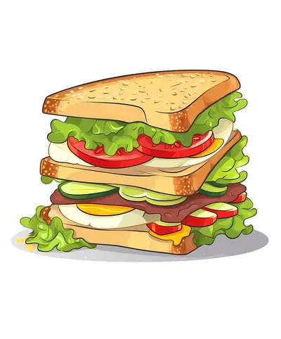 Triple Layer Sandwich with Lettuce and Tomato