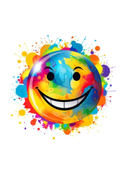 Colorful Smiley with Paint Splashes