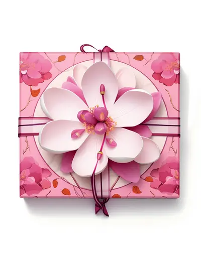 Beautiful Pink Gift Box with Flower Decoration