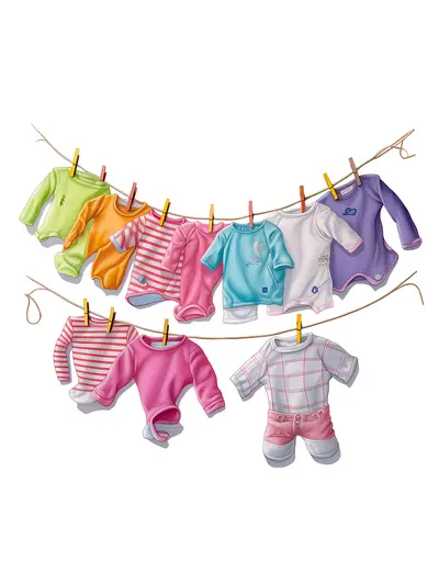 Colorful Baby Clothes Hanging on Clothesline