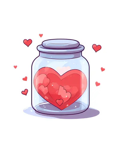 Jar of Colorful Hearts