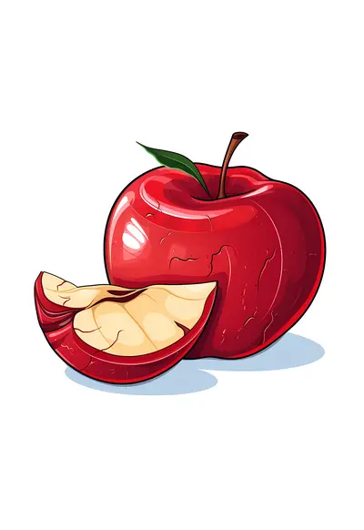 Fresh Red Apple with a Slice